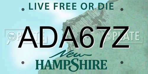 ADA67Z New Hampshire License Plate