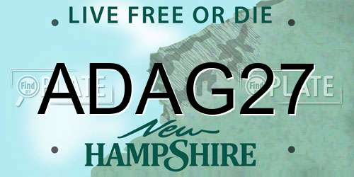 ADAG27 New Hampshire License Plate
