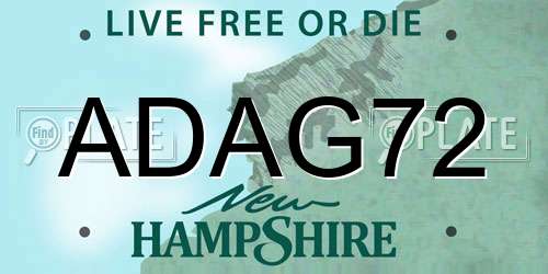 ADAG72 New Hampshire License Plate