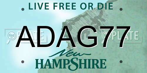 ADAG77 New Hampshire License Plate