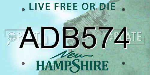 ADB574 New Hampshire License Plate