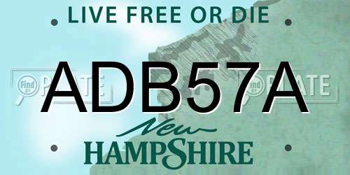 ADB57A New Hampshire License Plate