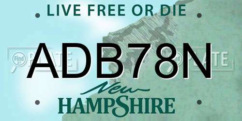 ADB78N New Hampshire License Plate