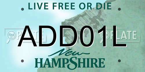 ADD01L New Hampshire License Plate