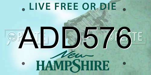 ADD576 New Hampshire License Plate