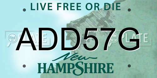 ADD57G New Hampshire License Plate