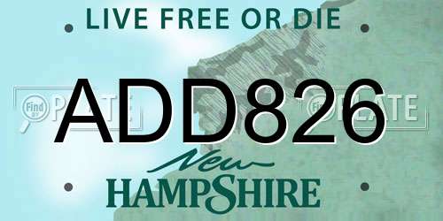 ADD826 New Hampshire License Plate