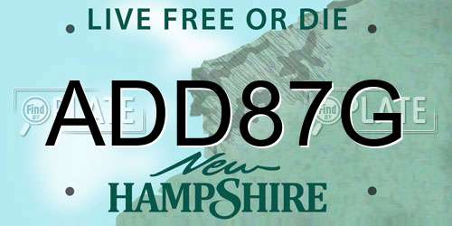ADD87G New Hampshire License Plate