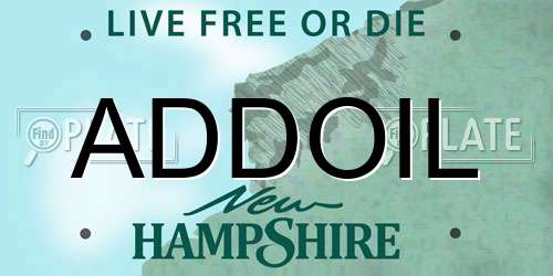 ADDOIL New Hampshire License Plate