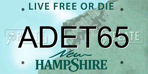 ADET65 New Hampshire License Plate