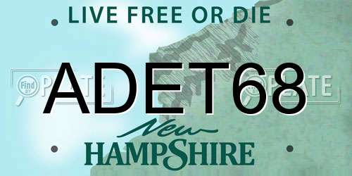 ADET68 New Hampshire License Plate