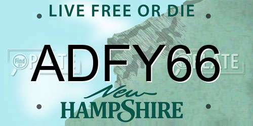 ADFY66 New Hampshire License Plate