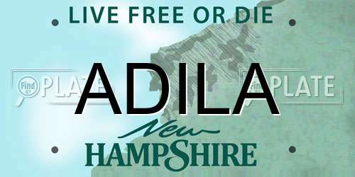 ADILA New Hampshire License Plate