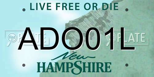 ADO01L New Hampshire License Plate