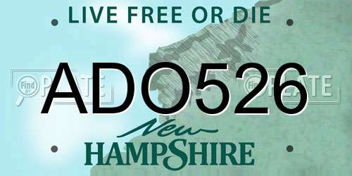 ADO526 New Hampshire License Plate