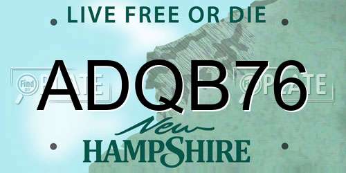 ADQB76 New Hampshire License Plate