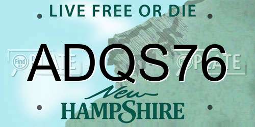 ADQS76 New Hampshire License Plate