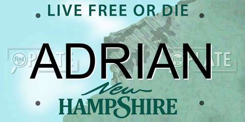 ADRIAN New Hampshire License Plate