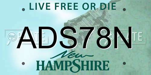 ADS78N New Hampshire License Plate