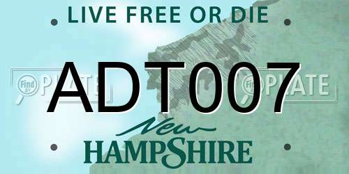 ADT007 New Hampshire License Plate