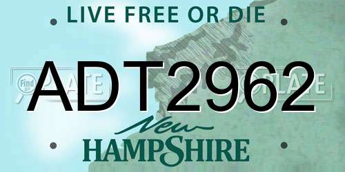 ADT2962 New Hampshire License Plate