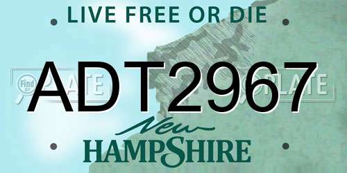 ADT2967 New Hampshire License Plate