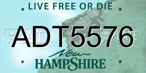 ADT5576 New Hampshire License Plate