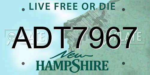 ADT7967 New Hampshire License Plate