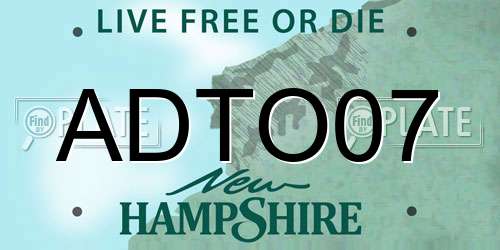 ADTO07 New Hampshire License Plate
