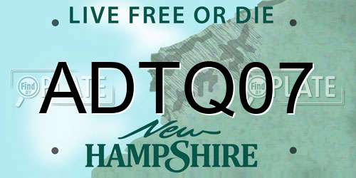 ADTQ07 New Hampshire License Plate