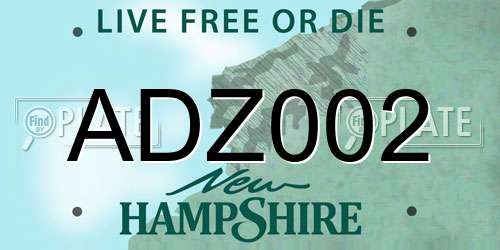 ADZ002 New Hampshire License Plate