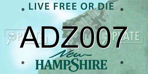 ADZ007 New Hampshire License Plate