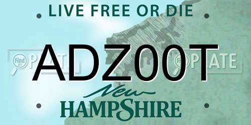ADZ00T New Hampshire License Plate