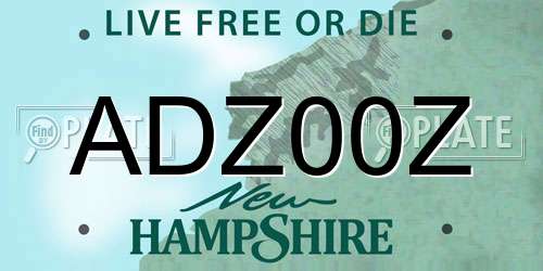 ADZ00Z New Hampshire License Plate
