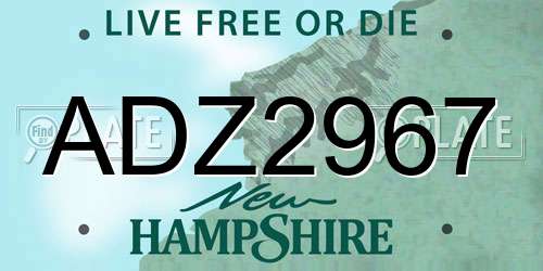 ADZ2967 New Hampshire License Plate