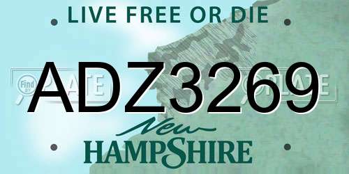 ADZ3269 New Hampshire License Plate