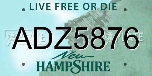 ADZ5876 New Hampshire License Plate