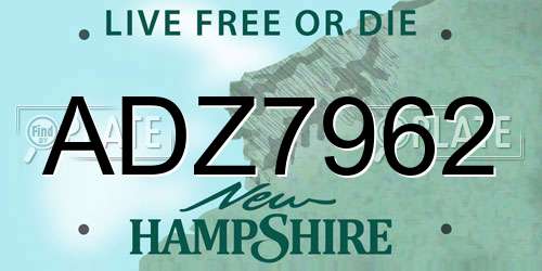 ADZ7962 New Hampshire License Plate