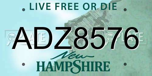 ADZ8576 New Hampshire License Plate