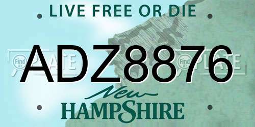 ADZ8876 New Hampshire License Plate