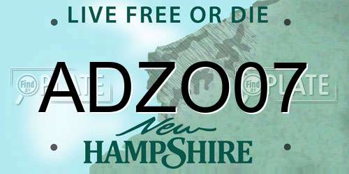 ADZO07 New Hampshire License Plate
