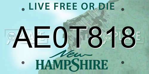 AE0T818 New Hampshire License Plate