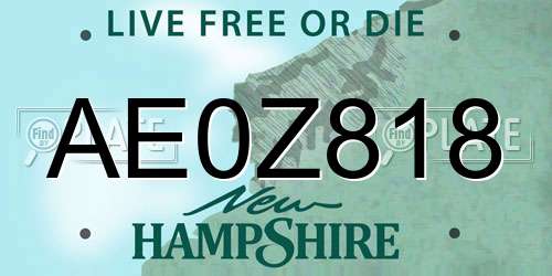 AE0Z818 New Hampshire License Plate