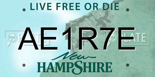 AE1R7E New Hampshire License Plate