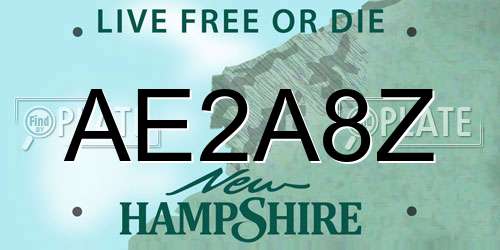 AE2A8Z New Hampshire License Plate