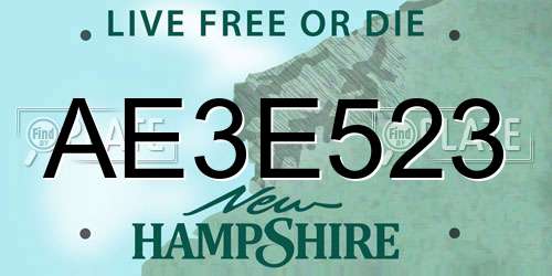 AE3E523 New Hampshire License Plate