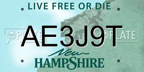 AE3J9T New Hampshire License Plate