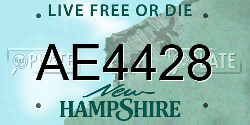 AE4428 New Hampshire License Plate