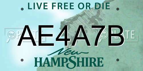 AE4A7B New Hampshire License Plate