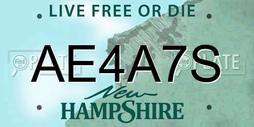 AE4A7S New Hampshire License Plate